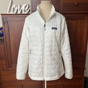 L women’s size, large Patagonia nano puff jacket puffer.  White.